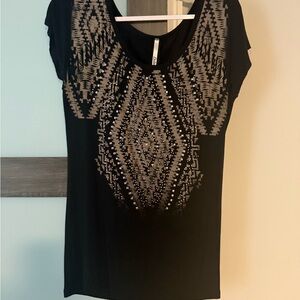 Black Geometric Patterned Women's Top